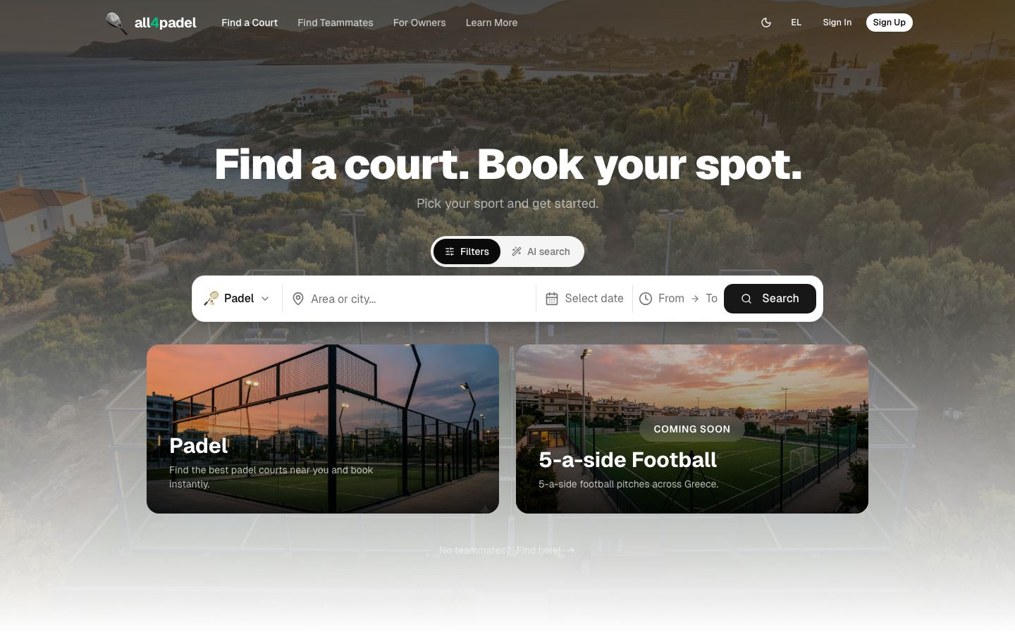 all4padel · Booking platform